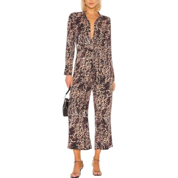 One Teaspoon Leopard Print Big Cat Bad Valentine Jumpsuit L - Picture 1 of 5